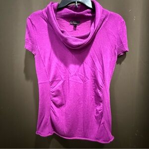 Takeout Magenta Cowl Neck Short Sleeve Top